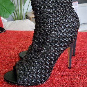 Zara Woman Open Toe Braided Woven Ankle Booties size 40